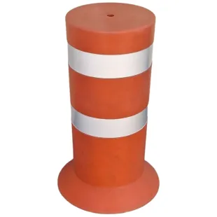 Słupek parkingowy blokujący ostrzegawczy | PCV, 90 cm, na stopie, gruby, szeroki